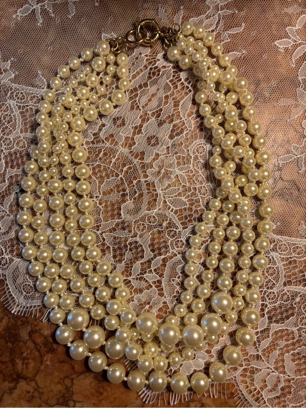 J. Crew Cream Multi-Strand Pearl Statement Necklace